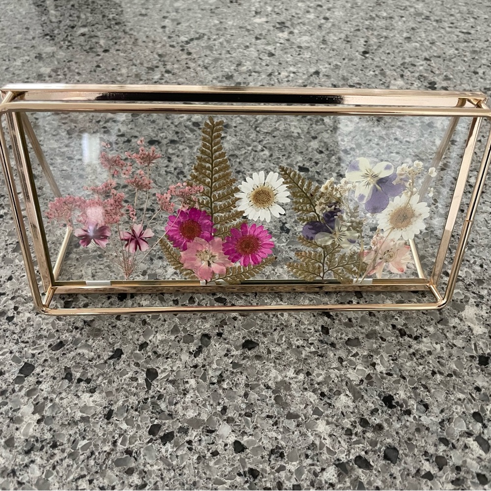 Brand new! Dried florals in a rose gold frame